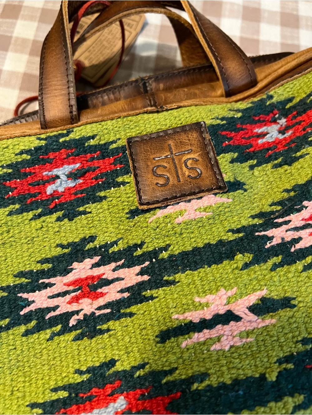 STS Ranchwear Navajo-Pattern Leather Toiletry Travel Tote NWT - Picture 2 of 7
